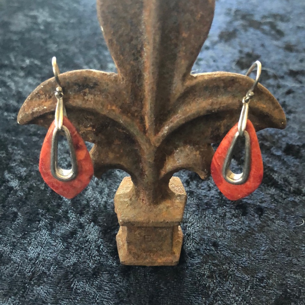 COPY - Silpada Red Sponge Coral Earrings